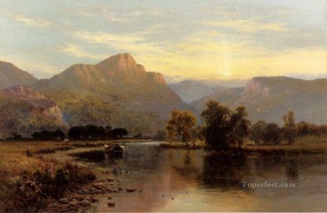 Tal y Llyn paisaje del norte de Gales Alfred de Breanski Snr Pinturas al óleo